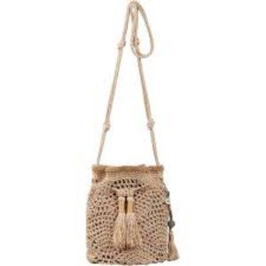 The Sak Handbag Beige Silver Sayulita Crochet